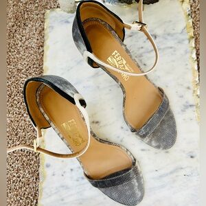 Salvatore Ferragamo Black and Cream Sandals